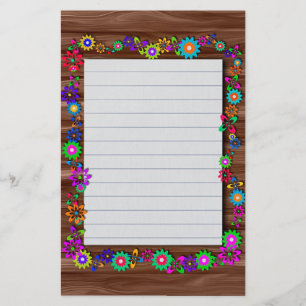 Bloemen en Houtnerf Briefpapier
