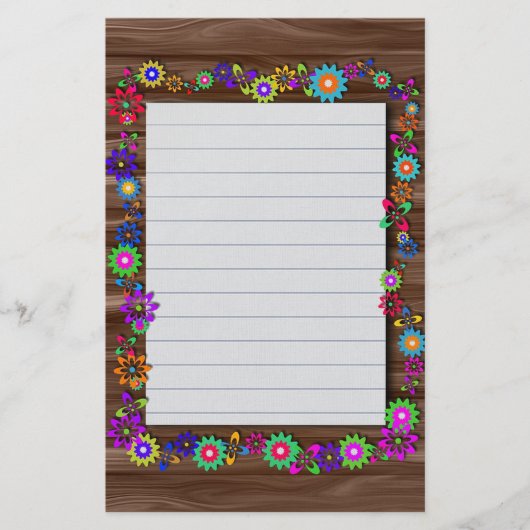 Bloemen en Houtnerf Briefpapier (Voorkant)