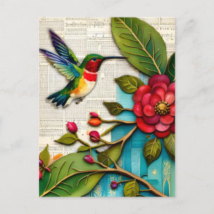 Bloemen en Hummingbird Briefkaart