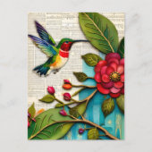 Bloemen en Hummingbird Briefkaart (Voorkant)