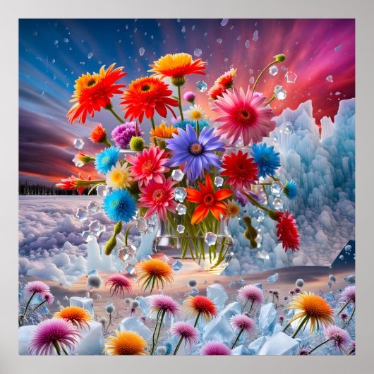 Bloemen en ijskristallen poster (Voorkant)