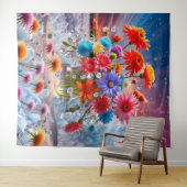 Bloemen en ijskristallen wandkleed (In Situ (horizontaal))