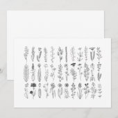 bloemen en inkttekening van kruiden bedankkaart (Voorkant / Achterkant)