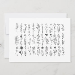 bloemen en inkttekening van kruiden bedankkaart