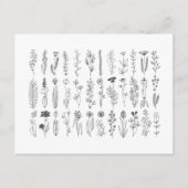 bloemen en inkttekening van kruiden briefkaart (Voorkant)