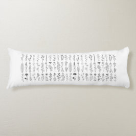 bloemen en inkttekening van kruiden lichaamskussen