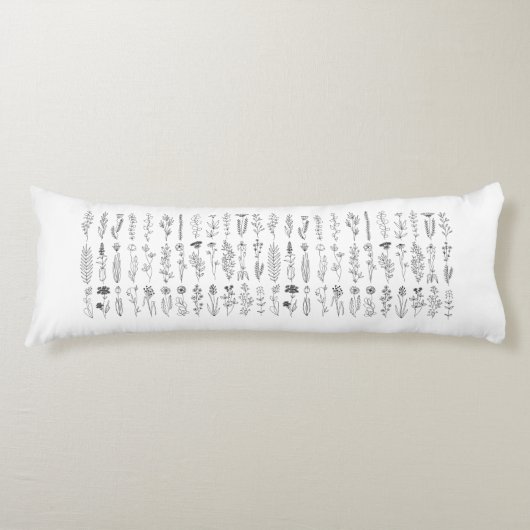 bloemen en inkttekening van kruiden lichaamskussen (Voorkant)