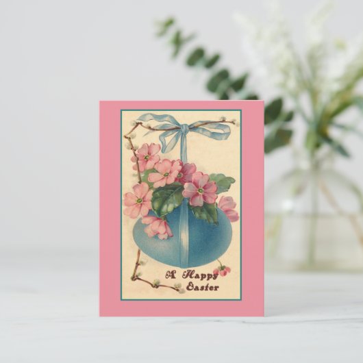 Bloemen en Kaarten van Pasen van het Paasei de Feestdagenkaart (Staand voorkant)