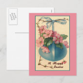 Bloemen en Kaarten van Pasen van het Paasei de Feestdagenkaart (Voorkant / Achterkant)