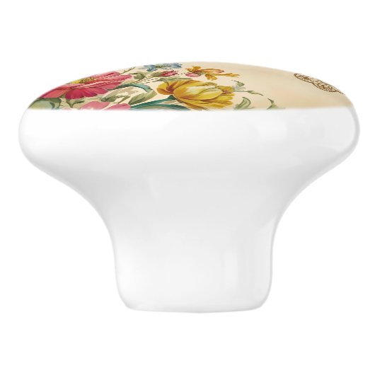  bloemen en kant keramische knop (Zijkant)