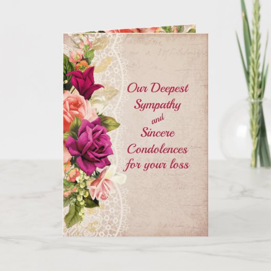  bloemen en kant sympathie kaart (Voorkant)