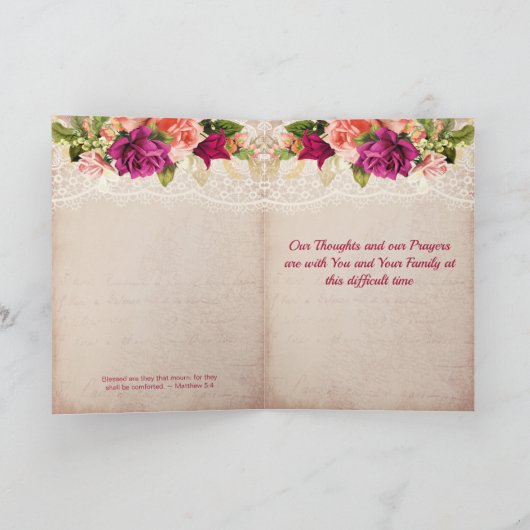  bloemen en kant sympathie kaart (Binnen)