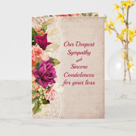  bloemen en kant sympathie kaart (Gele Bloem)