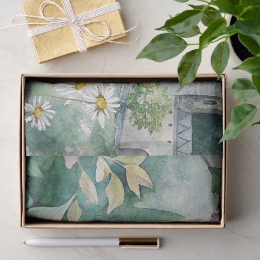 Bloemen en kasteeldecoupage Tissue Paper Tissuepapier (Geschenk)