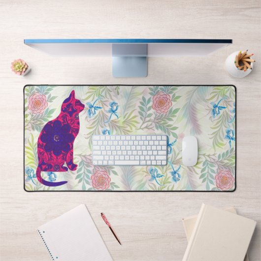 Bloemen en  Kat Bloemen Bureau Mat Pad (Kantoor 1)