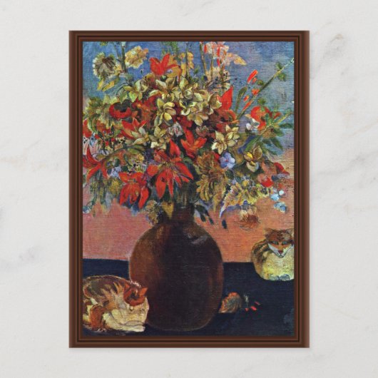 Bloemen en katten van gauguin Paul (beste kwalitei Briefkaart (Voorkant)