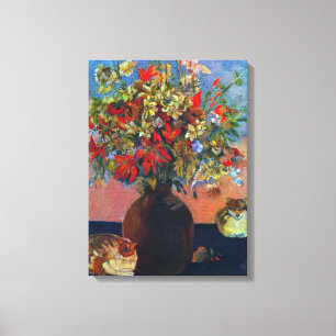 Bloemen en Katten van Paul Gauguin, Vintage Fine A Canvas Afdruk