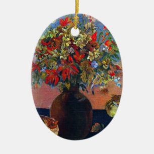 Bloemen en katten van Paul Gauguin, Vintage Fine A Keramisch Ornament