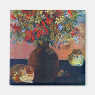Bloemen en katten van Paul Gauguin, Vintage Fine A Magneet