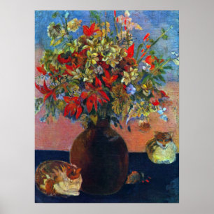 Bloemen en Katten van Paul Gauguin, Vintage Fine A Poster