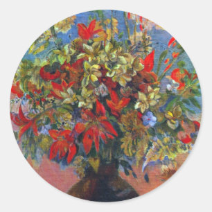 Bloemen en Katten van Paul Gauguin, Vintage Fine A Ronde Sticker