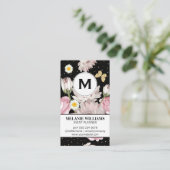 Bloemen en kattervlinders | Goud Gespikkeld Visitekaartje (Staand voorkant)