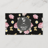 Bloemen en kattervlinders | Goud Gespikkeld Visitekaartje (Voorkant)