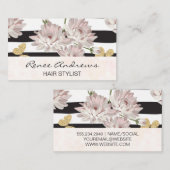 Bloemen en kattervlinders | Stripe patroon Visitekaartje (Voorkant / Achterkant)