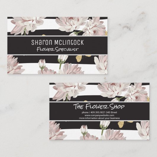 Bloemen en kattervlinders visitekaartje (Voorkant / Achterkant)