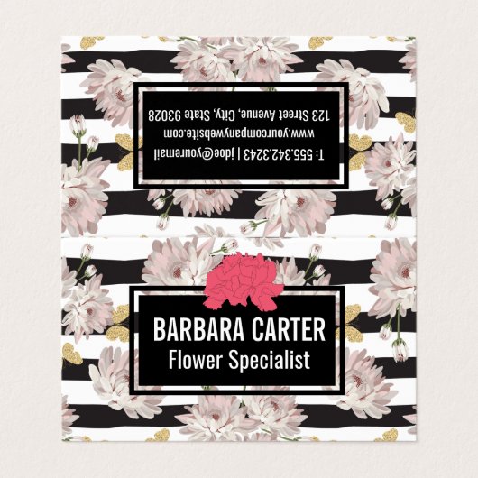 Bloemen en kattervlinders visitekaartje (Buitenkant ongevouwen)