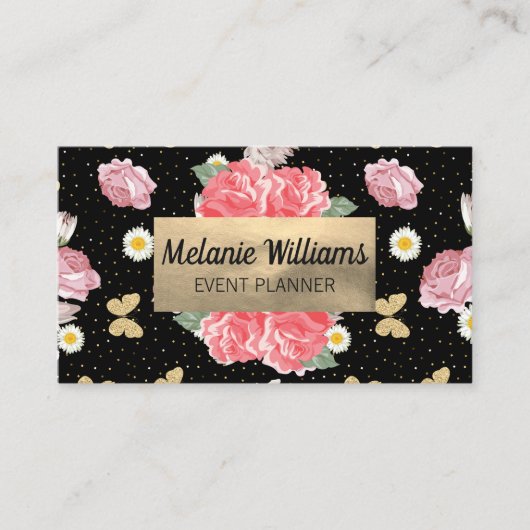 Bloemen en kattervlinders visitekaartje (Voorkant)