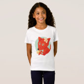 Bloemen en kattevos t-shirt (Voorkant volledig)