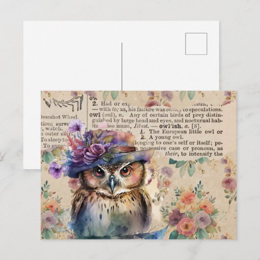 bloemen en kippen briefkaart (Voorkant / Achterkant)