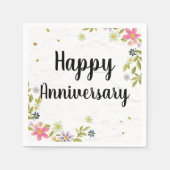 Bloemen en kleurrijk vrolijk Jubileum Servet (Voorkant)