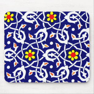 bloemen en knopen print muismat