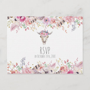 Bloemen en Koe Robuust Land Boho Chic RSVP Uitnodiging Briefkaart