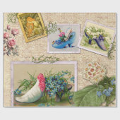  bloemen en koele Mode schotels Collage Cadeaupapier (Vlak)