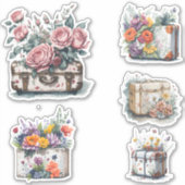Bloemen en koffers sticker (Voorkant)