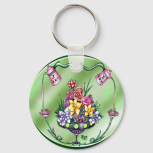 Bloemen en koffie sleutelhanger