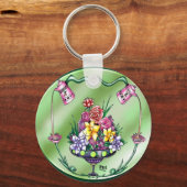 Bloemen en koffie sleutelhanger (Voorkant)