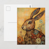 Bloemen en konijn Briefkaart (Voorkant / Achterkant)