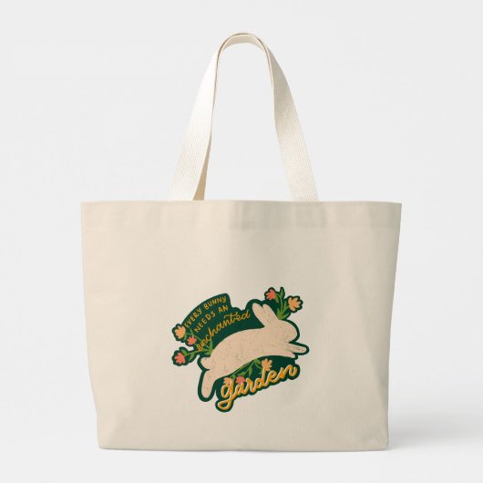 Bloemen en konijn grote tote bag (Achterkant)