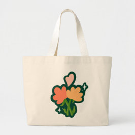 Bloemen en konijn grote tote bag