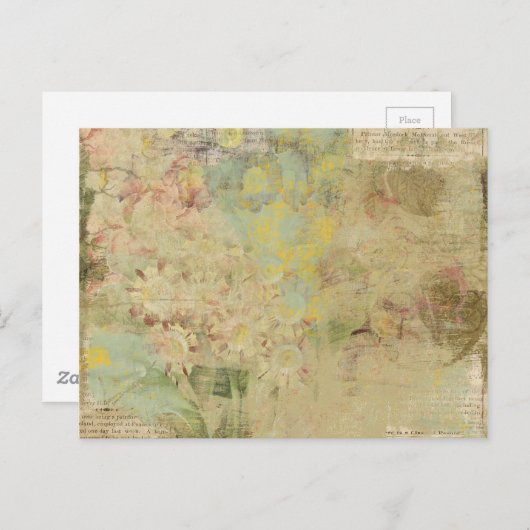 bloemen en  krantencollage briefkaart (Voorkant / Achterkant)