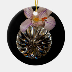 Bloemen en kristal keramisch ornament