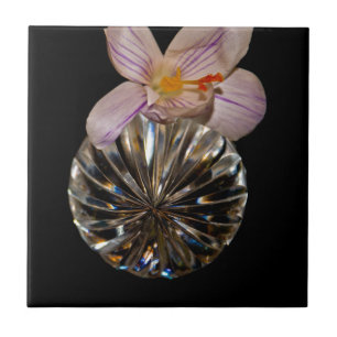 Bloemen en kristal tegeltje