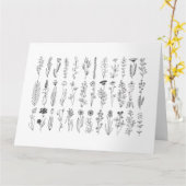 Bloemen en kruiden Inkt Tekening Kaart (Gele Bloem)