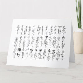 Bloemen en kruiden Inkt Tekening Kaart