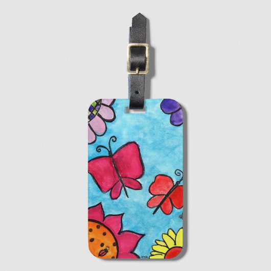 Bloemen en Label van Butterflies Bag Bagagelabel (Voorkant (verticaal))