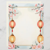 Bloemen en lantaarns briefhoofd (Voorkant / Achterkant)